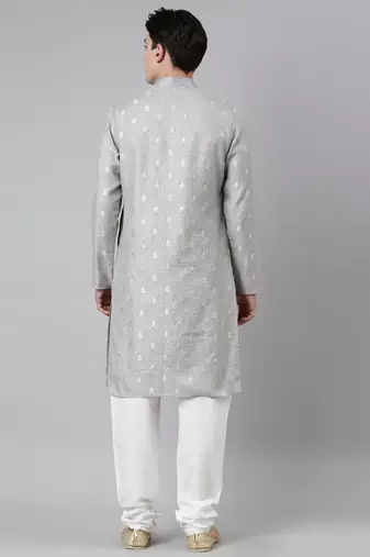 Grey chanderi kurta set