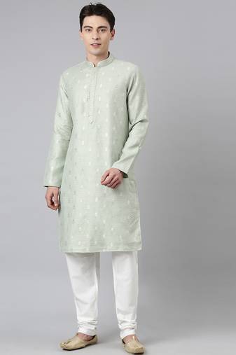 Green chanderi kurta set