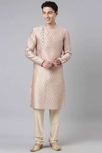 Peach angrakha kurta set