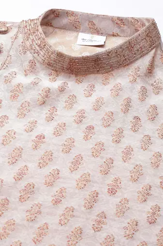 Peach angrakha kurta set