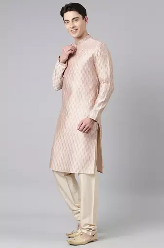 Peach angrakha kurta set