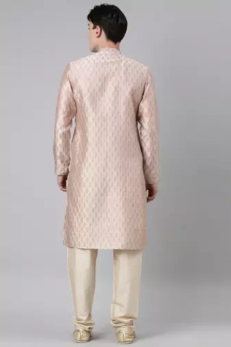 Peach angrakha kurta set