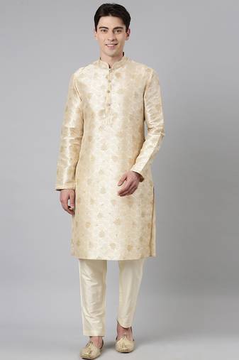 Beige printed kurta set