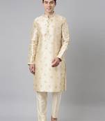 Beige printed kurta set