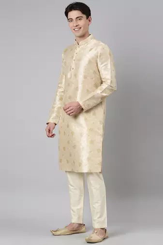 Beige printed kurta set