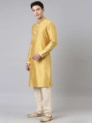 Haldi silk embroidery kurta set 3