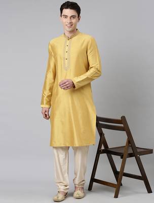 Haldi silk embroidery kurta set 4
