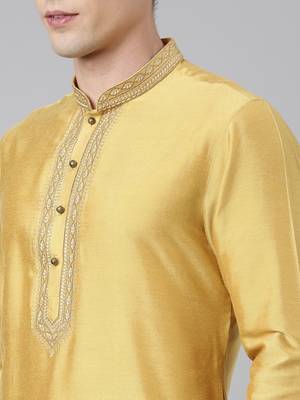 Haldi silk embroidery kurta set 5