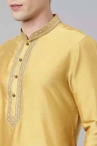 Haldi silk embroidery kurta set