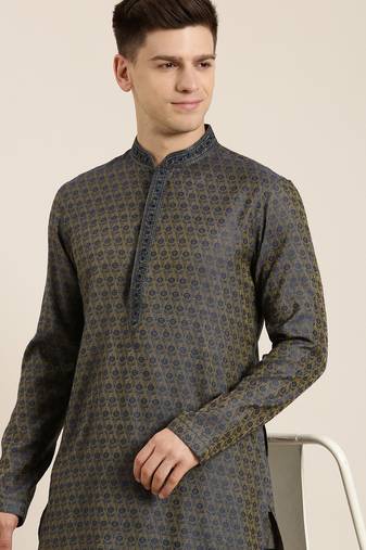 Navy banarasi jacquard kurta set