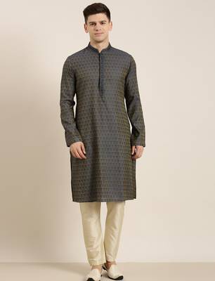 Navy banarasi jacquard kurta set 1