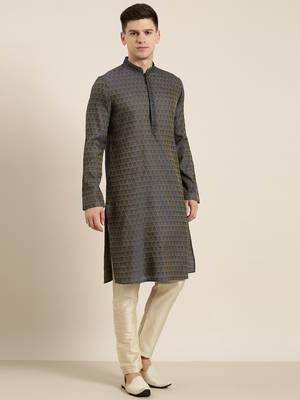 Navy banarasi jacquard kurta set 5