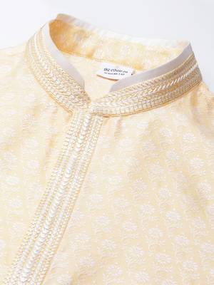Yellow banarasi jacquard kurta set 2