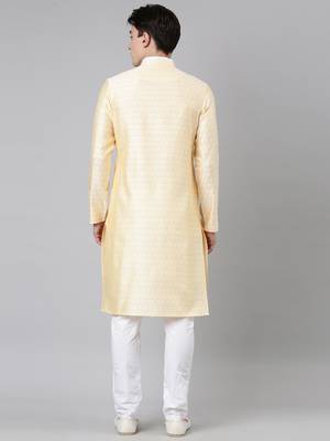 Yellow banarasi jacquard kurta set 5