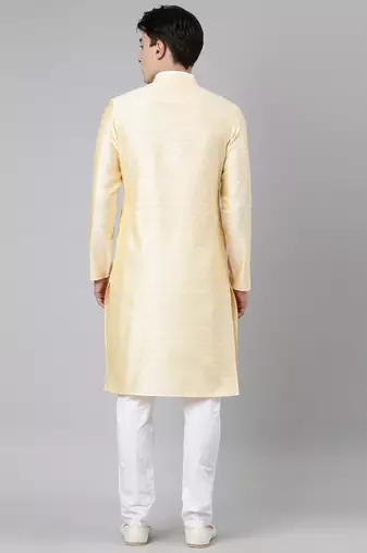 Yellow banarasi jacquard kurta set