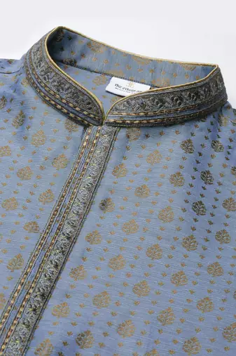 Blue jacquard kurta set