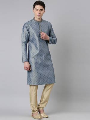 Blue jacquard kurta set 5