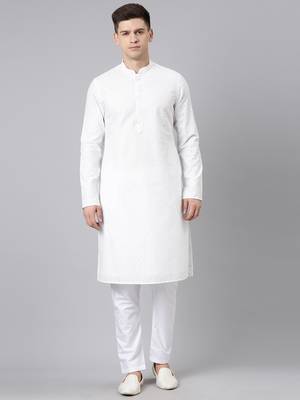 White cotton chikankari kurta set 1