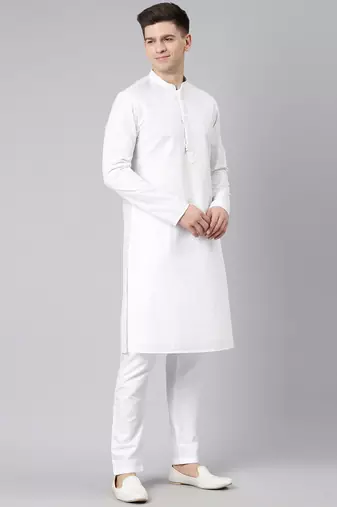 White cotton chikankari kurta set