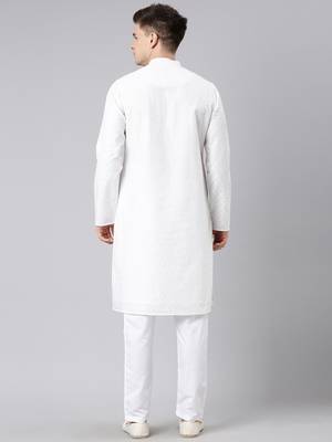 White cotton chikankari kurta set 5