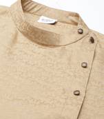 Beige self-design drape side-open kurta