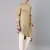 Beige self-design drape side-open kurta