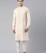 Cream angrakha kurta set