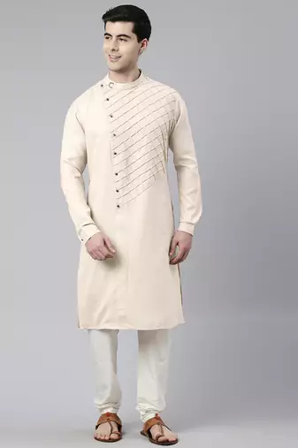 Cream angrakha kurta set