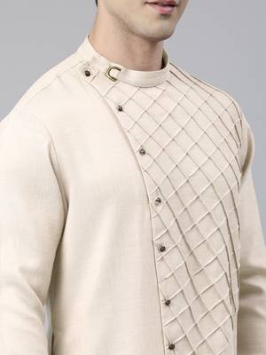 Cream angrakha kurta set 5