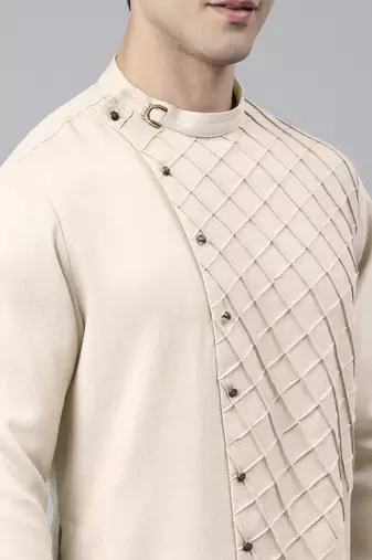 Cream angrakha kurta set