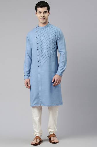 Light blue angrakha kurta set