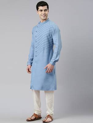Light blue angrakha kurta set 3
