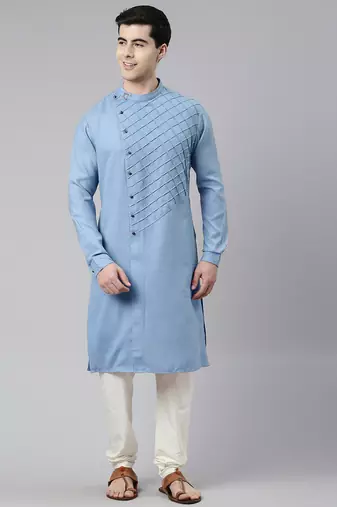 Light blue angrakha kurta set