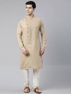 Beige angrakha kurta set 4