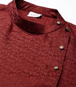 Maroon self-design drape side-open kurta