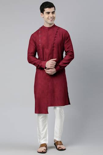Maroon asymmetrical kurta set
