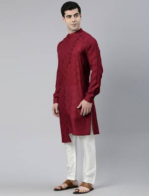Maroon asymmetrical kurta set 3