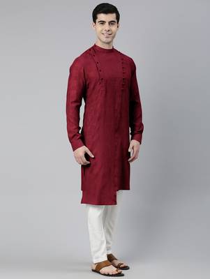 Maroon asymmetrical kurta set 4