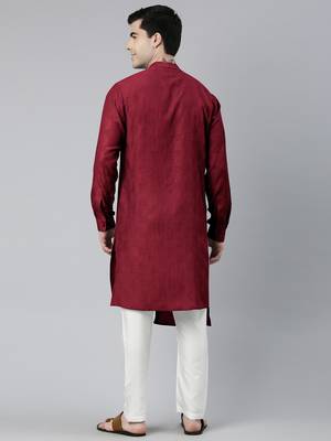 Maroon asymmetrical kurta set 5