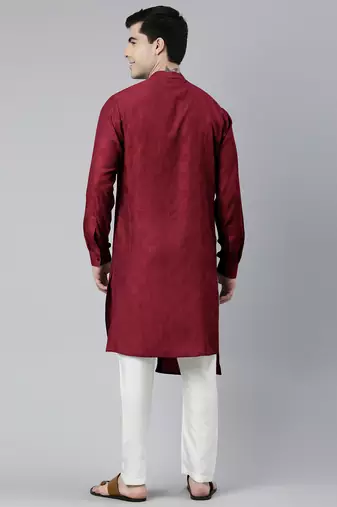 Maroon asymmetrical kurta set