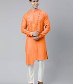 Orange asymmetrical kurta set
