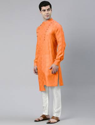 Orange asymmetrical kurta set 3
