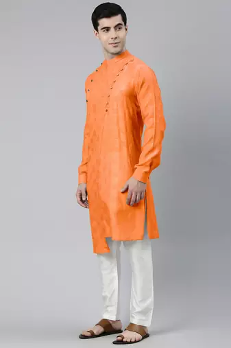 Orange asymmetrical kurta set