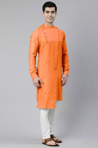 Orange asymmetrical kurta set