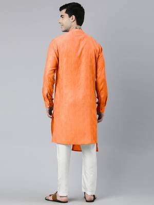 Orange asymmetrical kurta set 5