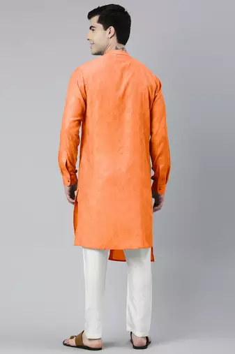 Orange asymmetrical kurta set