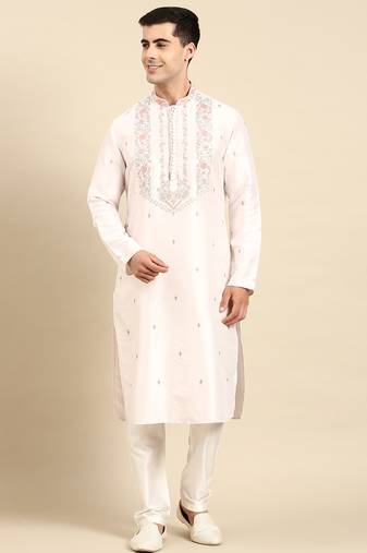 Baby pink embroidered kurta set