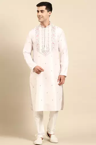 Baby pink embroidered kurta set