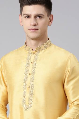 Yellow embroidered kurta set