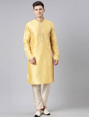 Yellow embroidered kurta set 1